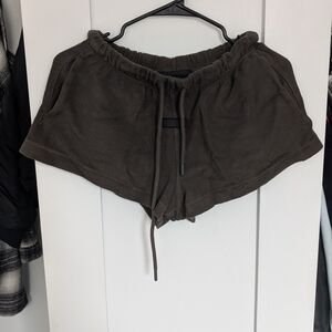 Essentials Brown Athletic Shorts with Elastic Waistband